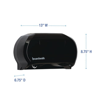 Boardwalk® Standard Twin Toilet Tissue Dispenser, 13 x 6.75 x 8.75, Black (BWK1502)