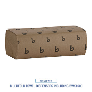 Boardwalk® Multifold Paper Towels, 1-Ply, 9 x 9.45, Natural, 250/Pack, 16 Packs/Carton (6202BW)