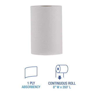 Boardwalk® Hardwound Paper Towels, 8" x 350', White, 1-Ply,12 Rolls/Case, 4200' per case (6250BW)