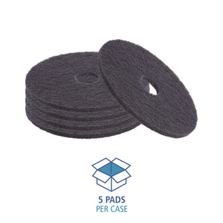 Boardwalk® Stripping Floor Pads, 15" Diameter, Black, 5/Carton (BWK4015BLA)
