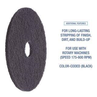 Boardwalk® Stripping Floor Pads, 15" Diameter, Black, 5/Carton (BWK4015BLA)