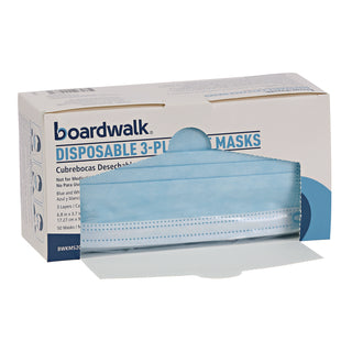 Boardwalk® Three-Ply General Use Face Mask, Blue, 50/Box (BWKMS2000BX)