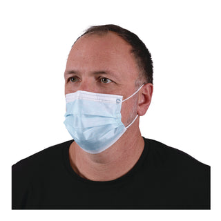 Boardwalk® Three-Ply General Use Face Mask, Blue, 50/Box (BWKMS2000BX)
