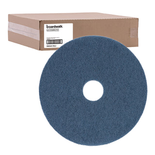 Boardwalk® Scrubbing Floor Pads, 17" Diameter, Blue, 5/Carton (PAD4017BLU)