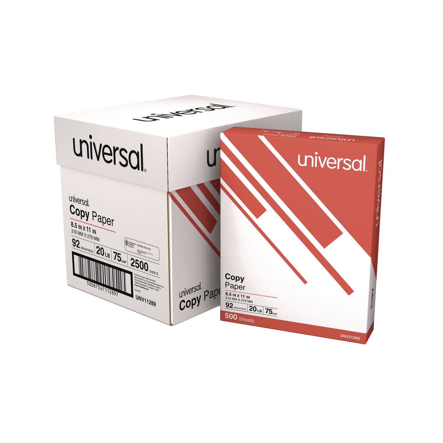 Copy Paper Convenience Carton, 92 Bright, 20 lb Bond Weight, 8.5 x 11, White, 500 Sheets/Ream, 5 Reams/Carton Copy Paper Convenience Carton, 92 Bright, 20 lb Bond Weight, 8.5 x 11, White, 500 Sheets/Ream, 5 Reams/Carton