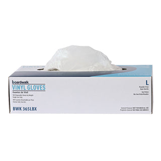 Boardwalk® General Purpose Vinyl Gloves, Powder/Latex-Free, 2.6 mil, Large, Clear, 100/Box (BWK365LBX)