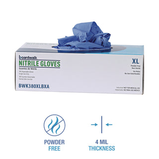 Boardwalk® Disposable General-Purpose Nitrile Gloves, X-Large, Blue, 4 mil, 1,000/Carton (BWK380XLCTA)
