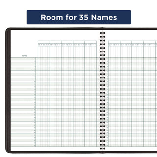 AT-A-GLANCE® Undated Class Record Book, Nine to 10 Week Term: Two-Page Spread (35 Students), 10.88 x 8.25, Black Cover (AAG8015005)