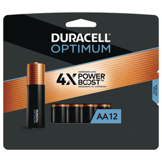 Duracell® Optimum Alkaline AA Batteries, 12/Pack (DUROPT1500B12PR)