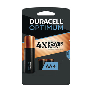 Duracell® Optimum Alkaline AA Batteries, 4/Pack (DUROPT1500B4PRT)