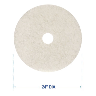 Boardwalk® Natural Burnishing Floor Pads, 24" Diameter, White, 5/Carton (PAD4024NAT)