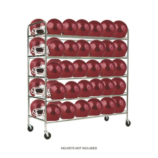 Champion Sports 60 Helmet Football Cart, Five Shelves, Metal, 176 lb Capacity, 24" x 61" x 65", Chrome (CSIFBHC)