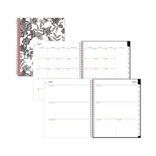 Blue Sky® Analeis Create-Your-Own Cover Weekly/Monthly Planner, Floral, 11 x 8.5, White/Black/Coral, 12-Month (July to June): 2024-2025 (BLS130606)