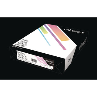 Universal® Deluxe Colored Paper, 20 lb Bond Weight, 8.5 x 11, Pink, 500/Ream (UNV11204)