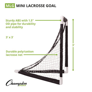 Champion Sports Mini Lacrosse Goal, 3 ft x 3 ft, 1.5" dia Frame (CSIMLG)