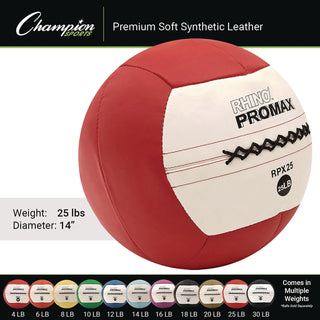 Champion Sports Rhino Promax Medicine Ball, 25 lb, Red (CSIRPX25)