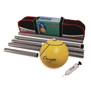 Champion Sports Deluxe Tether Ball Set, Tetherball/102" Cord/(4) 24" Telescoping Poles/Carry Bag/Pump with Needle (CSIDTBSET)