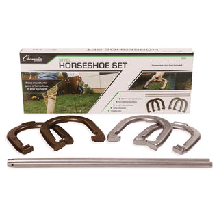Champion Sports Steel Horseshoe Set, (4) Horseshoes/(2) 20" Stakes/Nylon Carry Bag (CSIIHS20)