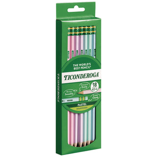 Ticonderoga® Pre-Sharpened Pencil, 2.2 mm, HB (#2), Black Lead, Pastel Assorted Barrel, 18/Pack (DIXX13718)
