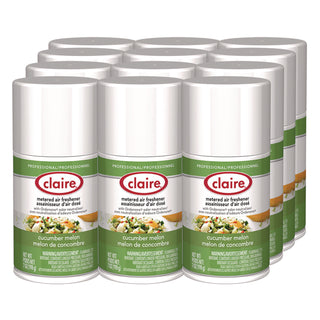 Claire® Metered Air Freshener, Cucumber Melon Scent, 7 oz Aerosol Spray, 12/Carton (CGC109)