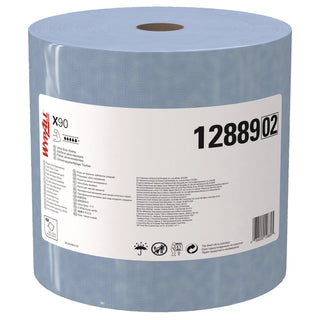 WypAll® X90 Cloths, Jumbo Roll, 2-Ply, 11.1 x 13.4, Denim Blue, 450/Roll (KCC12889)