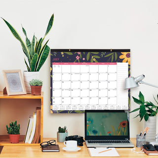 Blueline® Academic 18-Month Desk Pad Calendar, Floral Artwork, 22 x 17, White/Multicolor Sheets, Black Headband, July 2025 to Dec 2026 (REDCA1716BD)