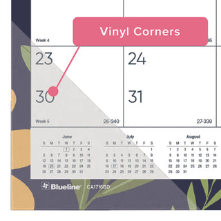 Blueline® Academic 18-Month Desk Pad Calendar, Floral Artwork, 22 x 17, White/Multicolor Sheets, Black Headband, July 2025 to Dec 2026 (REDCA1716BD)