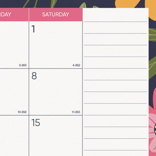 Blueline® Academic 18-Month Desk Pad Calendar, Floral Artwork, 22 x 17, White/Multicolor Sheets, Black Headband, July 2025 to Dec 2026 (REDCA1716BD)