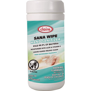 Claire® Sana Wipe, 8 x 6, Fresh Wintergreen Scent, White, 6/Carton (CGC973)