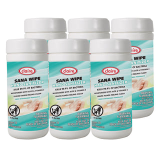 Claire® Sana Wipe, 8 x 6, Fresh Wintergreen Scent, White, 6/Carton (CGC973)