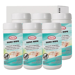Claire® Sana Wipe, 8 x 6, Fresh Wintergreen Scent, White, 6/Carton (CGC973)