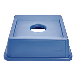 Rubbermaid® Commercial Untouchable Bottle and Can Recycling Top, Round Opening, 20.13w x 20.13d x 6.25h, Blue (2791DB)