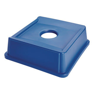 Rubbermaid® Commercial Untouchable Bottle and Can Recycling Top, Round Opening, 20.13w x 20.13d x 6.25h, Blue (2791DB)