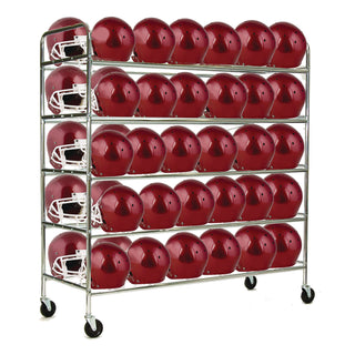 Champion Sports 60 Helmet Football Cart, Five Shelves, Metal, 176 lb Capacity, 24" x 61" x 65", Chrome (CSIFBHC)