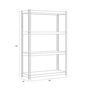 Alera® Steel Shelving with Particleboard Shelves, Four-Shelf, 30w x 16d x 60h, Steel, Black (ALESU601630P)