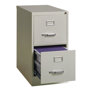 Alera® Two-Drawer Economy Vertical File, 2 Letter-Size File Drawers, Light Gray, 15" x 25" x 28.38" (ALEHVF1529LG)