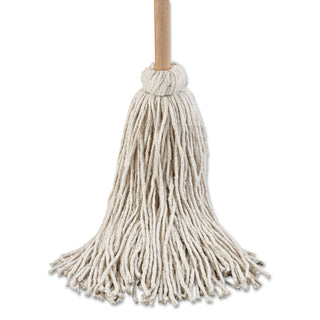 Boardwalk® Handle/Deck Mop, #32 White Cotton Head, 54" Natural Wood Handle, 6/Pack (BWK132C)