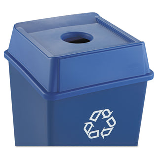 Rubbermaid® Commercial Untouchable Bottle and Can Recycling Top, Round Opening, 20.13w x 20.13d x 6.25h, Blue (2791DB)