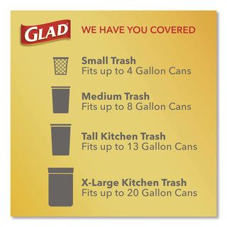 Glad® Medium Drawstring Trash Bags with Clorox, 8 gal, Lemon Fresh Bleach Scent, 0.74 mil, 23" x 21.63", Gray, 26/Box (CLO79316)