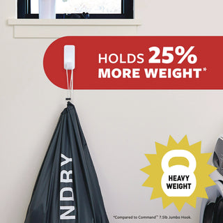 Command™ X-Large Utility Hooks, Plastic, White, 10 lb Capacity, 2 Hooks and 6 Strips/Pack (MMM170102ES)