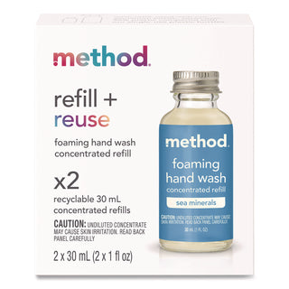 Method® Refill + Reuse Foaming Hand Soap Refill, Sea Minerals, 1 oz Refill Bottle, 2/Pack (MTH356009)