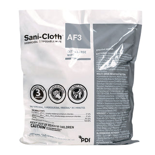 Sani Professional® AF3 Germicidal Disposable Wipes, 1-Ply, 7.5 x 15, Unscented, White, 160 Wipes/Zip Seal Bag (PDIP2450PPK)