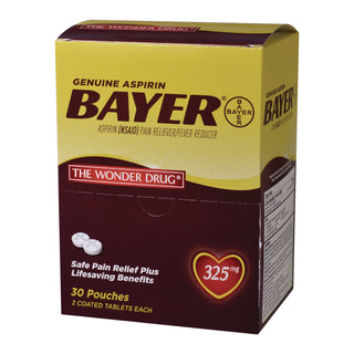 Bayer® Genuine Buffered Aspirin (NSAID) Tablet, 2 Tablets/Packet, 30 Packetss/Box (PFY64268)