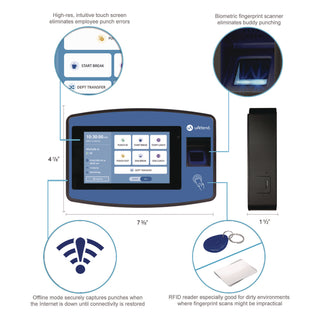 uAttend™ Biometric Fingerprint Touch Tablet Time Clock System, Unlimited Employees, Black/Blue (PPZ2500)