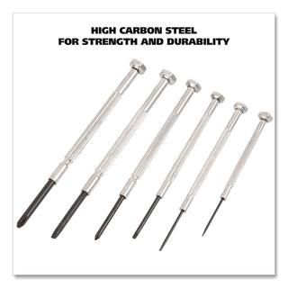 Great Neck® Precision Screwdriver Set, Six-Piece, Phillips/Slotted, Assorted Lengths, Polished Steel Handles (GNSGP6C)