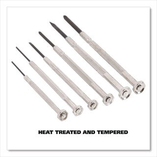 Great Neck® Precision Screwdriver Set, Six-Piece, Phillips/Slotted, Assorted Lengths, Polished Steel Handles (GNSGP6C)