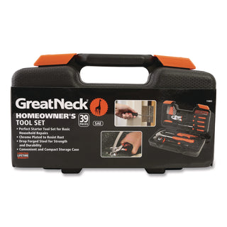Great Neck® Homeowner's 39-Piece Tool Set, 12.38" x 3" x 7.25" Carry Case (GNS73802)