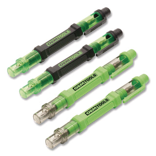 OEMTOOLS® 6-Way Pen-Style Screw/Nut Driver, Phillips/Slotted Bits, Metric Sockets, 5.38" Long, Black/Green, Green/Clear, 4/Pack (GNS22537)