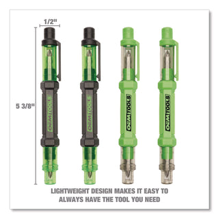OEMTOOLS® 6-Way Pen-Style Screw/Nut Driver, Phillips/Slotted Bits, Metric Sockets, 5.38" Long, Black/Green, Green/Clear, 4/Pack (GNS22537)