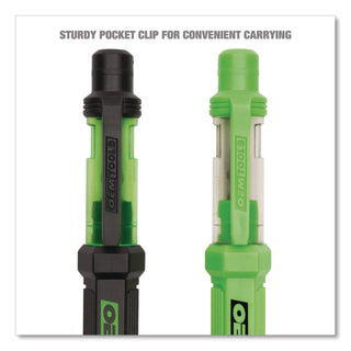 OEMTOOLS® 6-Way Pen-Style Screw/Nut Driver, Phillips/Slotted Bits, Metric Sockets, 5.38" Long, Black/Green, Green/Clear, 4/Pack (GNS22537)